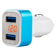 01028 AMIO - Ładowarka samochodowa 2x USB + woltomierz TEST-04 AMIO-01028