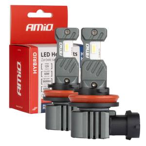 04116 AMIO - Żarówki samochodowe LED seria HYBRID H8 H9 H11 H16 6000K Can