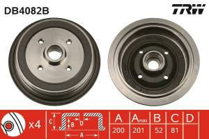 DB4082B TRW - BĘBEN HAM. Z ŁOŻYSKIEM AUDI 80 (89, 89Q, 8A, B3),90 (81, 85,