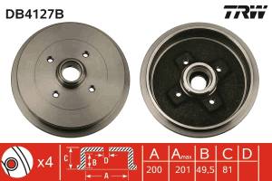 DB4127B TRW - BĘBEN HAM. Z ŁOŻYSKIEM SEAT,SKODA,VW AROSA (6H),CORDOBA,CORD
