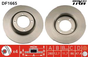 DF1665 TRW - TARCZA HAM. SAAB 900 I (AC4, AM4),900 I HATCHBACK,99,99 HATC