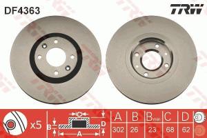 DF4363 TRW - TARCZA HAM. CITROEN P. C4/3008/308 1,6/2,0 B/HDI