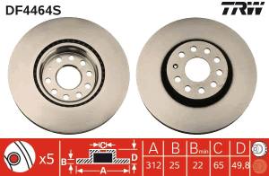 DF4464S TRW - TARCZA HAM. AUDI P. A1/A3/Q2/Q3/TT 03-
