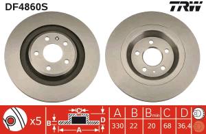DF4860S TRW - TARCZA HAM. AUDI T. A4/A5/Q5 2,0-4,2 QUATTRO 07-17