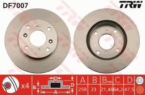 DF7007 TRW - TARCZA HAM. PRZEDNIA HONDA ACCORD VII (CG, CK, CH) 1998-2002