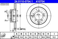 24.0110-0704.1 ATE - TARCZA HAM. MITSUBISHI T. ECLIPSE/LANCER/OUTLANDER/SPACE RUN