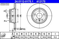 24.0112-0175.1 ATE - TARCZA HAM. AUDI T. TT 1,8-3,2 06-14