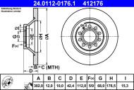 24.0112-0176.1 ATE - TARCZA HAM. AUDI T. A6 2,7-3,0 TDI/3,0-4,2 FSI QUATTRO 06-11