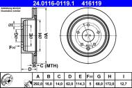 24.0116-0119.1 ATE - TARCZA HAM. RENAULT T. KOLEOS 2,0 DCI/2,5 4X4 08-