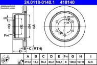 24.0118-0140.1 ATE - TARCZA HAM. MITSUBISHI T. L400/PAJERO 2.4-3,5 90-09