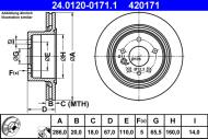 24.0120-0171.1 ATE - TARCZA HAM. OPEL T. OMEGA 2,0-3,2 94-03 