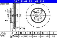 24.0121-0115.1 ATE - TARCZA HAM. HONDA P. JAZZ II/III 02-