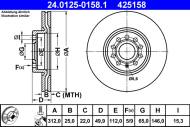 24.0125-0158.1 ATE - TARCZA HAM. VW P. PASSAT/ARTEON/GOLF/TOURAN/TIGUAN/SHARAN/A1