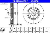 24.0126-0106.1 ATE - TARCZA HAM. PEUGEOT 406 95-04 1,9TD-3,0