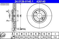 24.0126-0140.1 ATE - TARCZA HAM. CITROEN P. C4 1,6-2,0 04- 