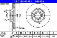 24.0325-0158.1 ATE - TARCZA HAM. VW P. CADDY/GOLF/JETTA/PASSAT/TIGUAN/TOURAN 05-