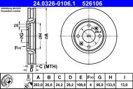 24.0326-0106.1 ATE - TARCZA HAM. PEUGEOT P. 406 2,0-3,0 95-04 POWER DISC