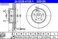 24.0328-0155.1 ATE - TARCZA HAM. DB P. W204/S204/W212 07- POWER DISC