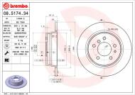 08.5174.34 BREMBO - TARCZA HAM. TYLNA BMW 5 E34 88-95 TYŁ 