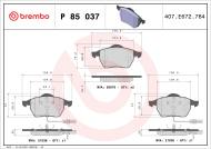 P85037 BREMBO - KLOCKI HAM.PRZEDNIE Z CZUJNIKAMI GR.20,0 AUDI A6 (C5) 97-04